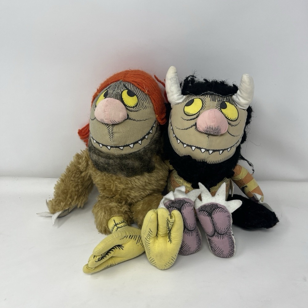 Vintage 1980 Where The Wild Things Are Sipi Moishe Plush Monsters Lot Of 2